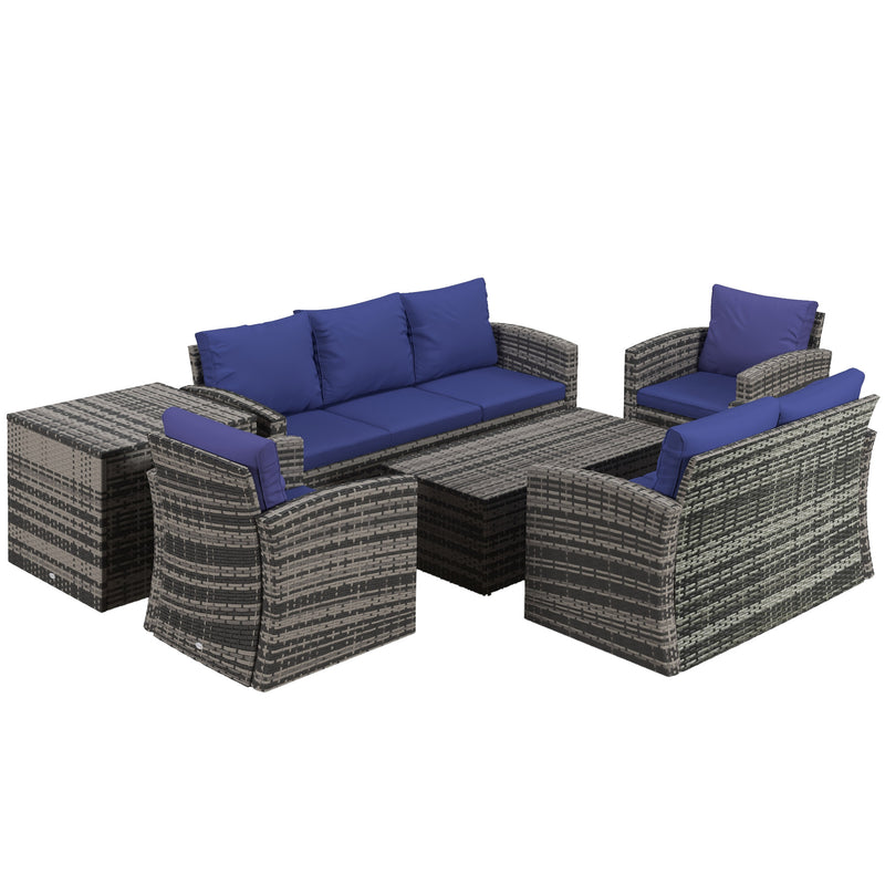 Outsunny 6 PCS Patio Rattan Sofa Set Conversation Furniture