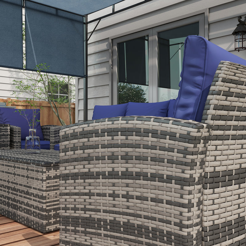 Outsunny 6 PCS Patio Rattan Sofa Set Conversation Furniture