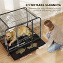 PawHut Heavy Duty Dog Crate, Large Dog Cage With Wheels And Tray