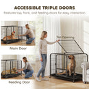 PawHut Heavy Duty Dog Crate, Large Dog Cage With Wheels And Tray
