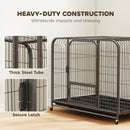 PawHut Heavy Duty Dog Crate, Large Dog Cage With Wheels And Tray