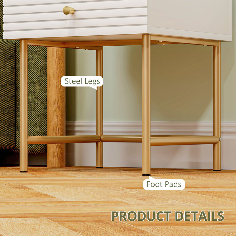 HOMCOM Bedside Tables Set of 2 with 2 Drawers for Bedroom