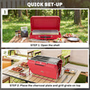 Outsunny Portable Mini Charcoal Barbecue Grill With Suitcase Shell, Red