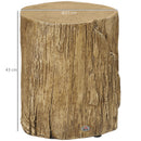 HOMCOM Concrete Side Table Tree Stump End Table For Indoor Outdoors Natural