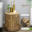 HOMCOM Concrete Side Table Tree Stump End Table For Indoor Outdoors Natural