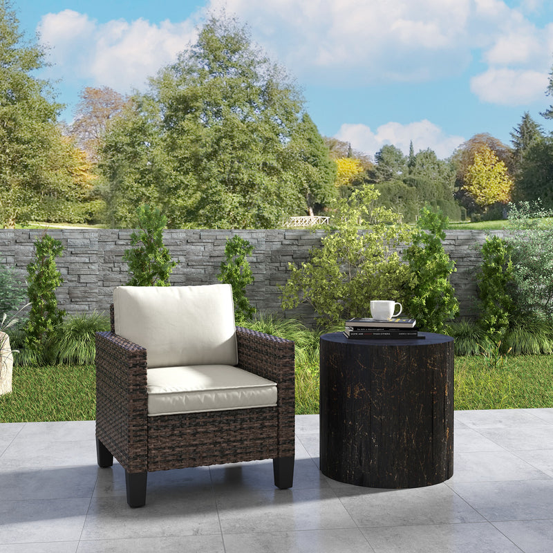 Outsunny Single Rattan Chair, Garden Armchair with Cushions