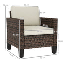 Outsunny Single Rattan Chair, Garden Armchair with Cushions