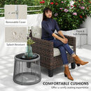 Outsunny Single Rattan Chair, Garden Armchair with Cushions