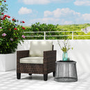 Outsunny Single Rattan Chair, Garden Armchair with Cushions