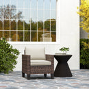 Outsunny Single Rattan Chair, Garden Armchair with Cushions