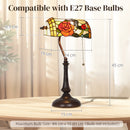 HOMCOM Tiffany-Style Stained Glass Table Lamp, Handcrafted Antique Bedside