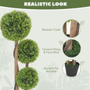 HOMCOM Artificial Plants Boxwood Ball Topiary Trees Set Of 2 Indoor Outdoor