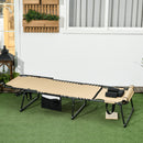 Outsunny Folding Sun Lounge W/ Reclining Back, Sun Lounge W/ Reading Hole - Beige/Grey