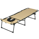 Outsunny Folding Sun Lounge W/ Reclining Back, Sun Lounge W/ Reading Hole - Beige/Grey