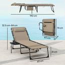 Outsunny Folding Sun Loungers With 5-Level Back, Cup Holder, Beige