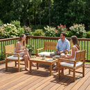 Outsunny 4 Seater Wooden Garden Furniture Set with Loveseat, Chairs, Table