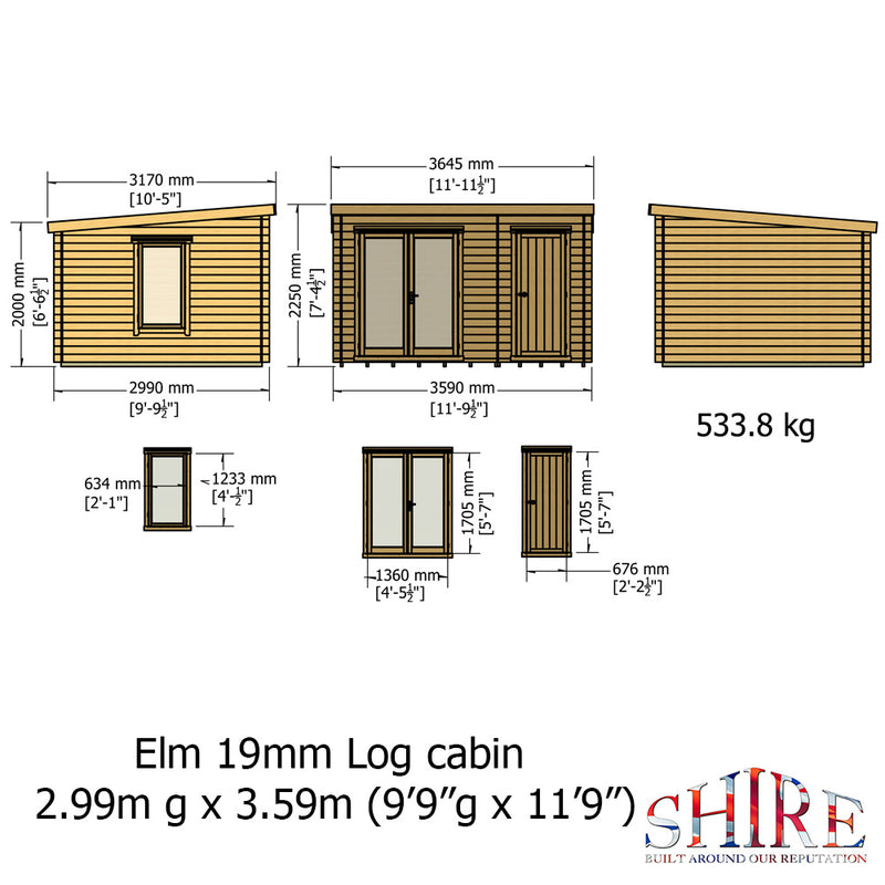 Elm Log Cabin With Storage