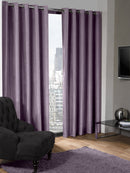 Logan - Textured Woven Blackout Eyelet Curtains in Aubergine