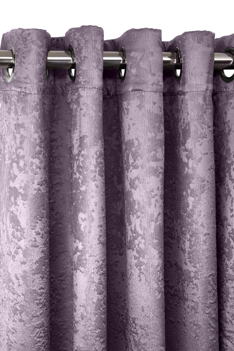 Logan - Textured Woven Blackout Eyelet Curtains in Aubergine