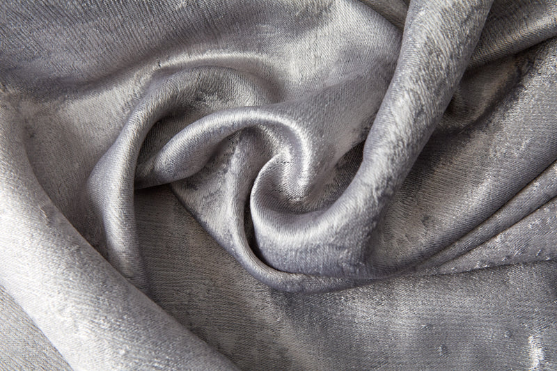 Logan - Textured Woven Blackout Eyelet Curtains in Silver