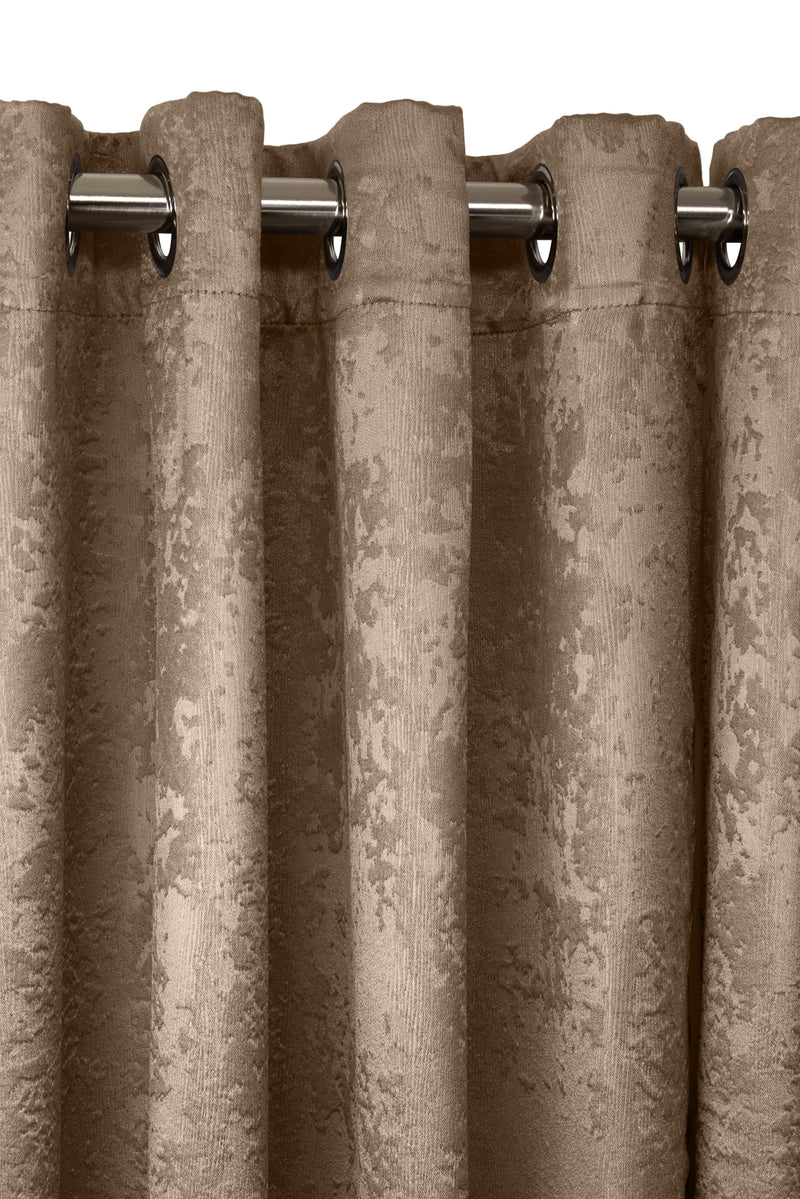Logan - Textured Woven Blackout Eyelet Curtains in Taupe