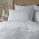 Serene Embossed Geo Duvet Cover Set in White