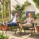 Outsunny Folding Reclining Garden Chairs Set Of 2 With Footrest, Dark Grey