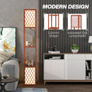 HOMCOM 2-Light Modern Floor Lamp with Shelves for Living Room, Bedroom, Brown