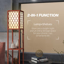 HOMCOM 2-Light Modern Floor Lamp with Shelves for Living Room, Bedroom, Brown