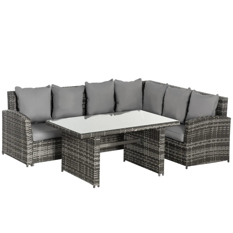 Outsunny Rattan Sofa Set with Table 3 Piece 1.8m- Grey