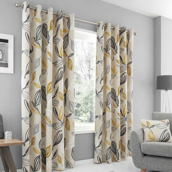 Fusion Ensley Eyelet Curtains in Ochre