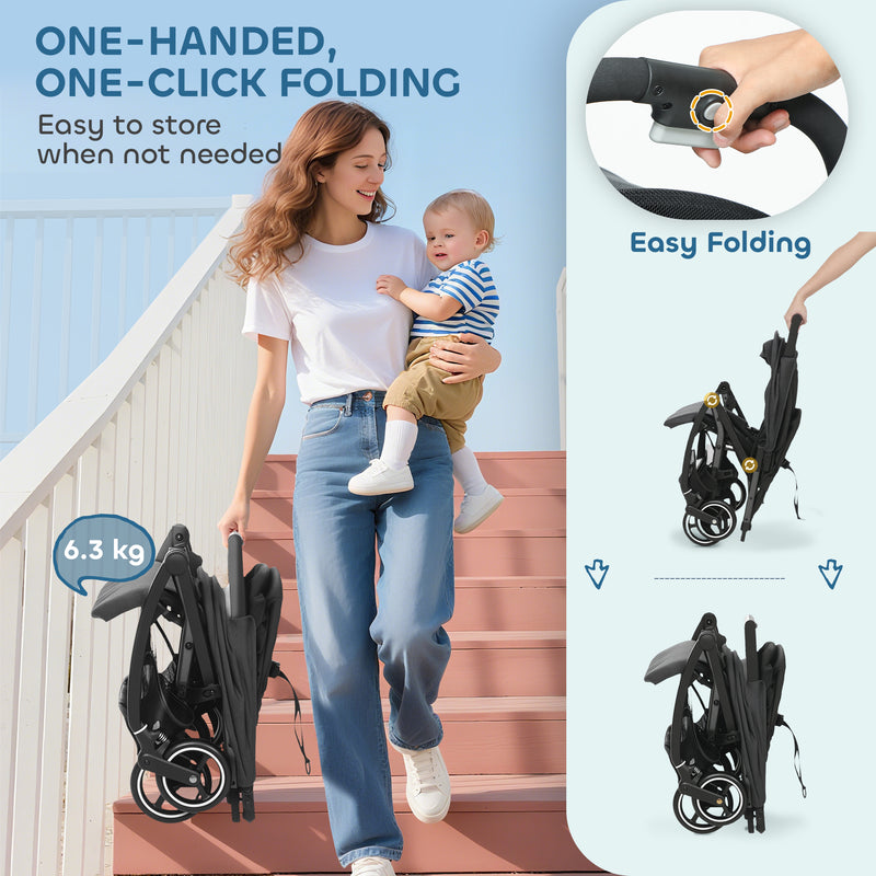 AIYAPLAY Travel Stroller with Easy Folding, Lightweight Pushchair