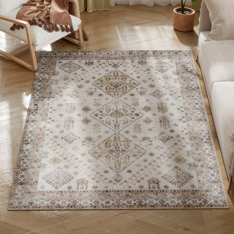 HOMCOM Flannel Non-Slip Washable Rug for Living Room,