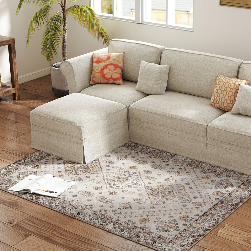 HOMCOM Flannel Non-Slip Washable Rug for Living Room,