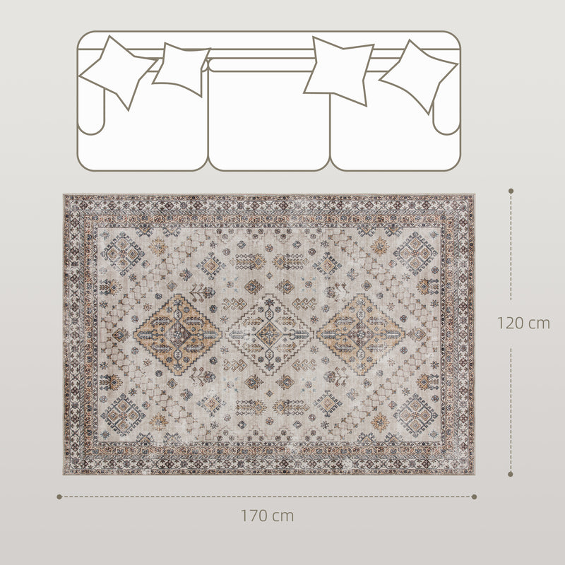 HOMCOM Flannel Non-Slip Washable Rug for Living Room,