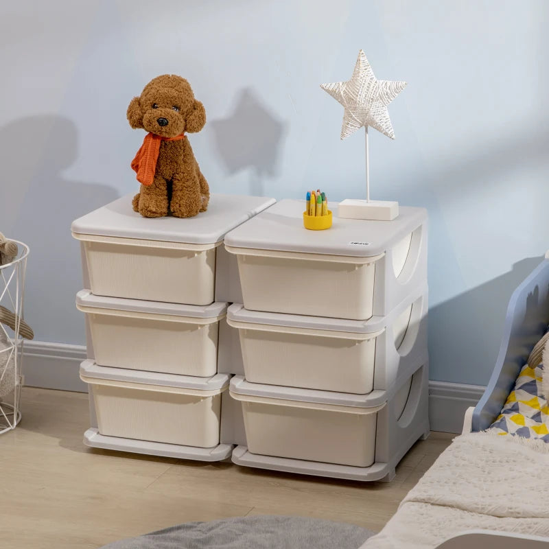Homcom Storage Box HOMCOM Kids Storage Unit, with Six Drawers - Cream