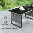Outsunny Sectional Outdoor Furniture with Glass Top Table, Light Grey