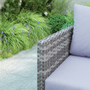 Outsunny Sectional Outdoor Furniture with Glass Top Table, Light Grey