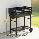 Outsunny Charcoal Barbecue Grill With 2 Cooking Areas, Wheels