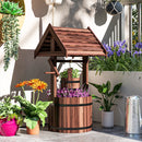 Outsunny Wooden Wishing Well Planter, Flower Planter with Drainage Hole