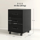 3 Drawer Rolling File Cabinet With Wheels Under Desk Mobile Filing Cabinet - Black/White