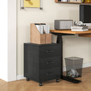 3 Drawer Rolling File Cabinet With Wheels Under Desk Mobile Filing Cabinet - Black/White