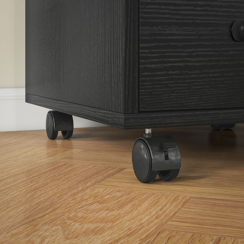 3 Drawer Rolling File Cabinet With Wheels Under Desk Mobile Filing Cabinet - Black/White