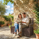Outsunny Outdoor 2 Seater Garden Bench, Garden Storage Bench with Backrest