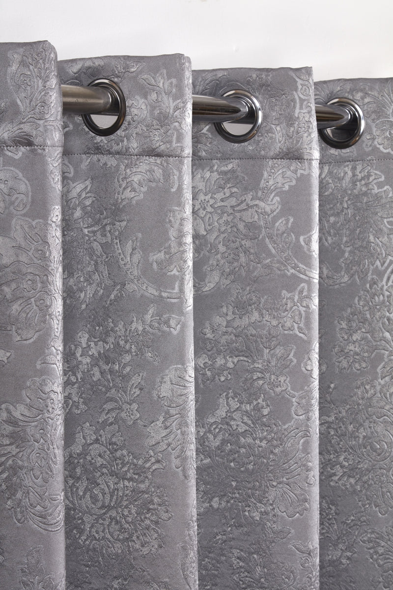 Regency - Elegant Woven Thermal Blackout Eyelet Curtains in Silver