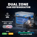 Outsunny Compressor Car Fridge Freezer, Dual Zone With App Control Black