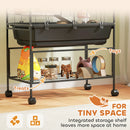 PawHut Hamster Cage, Gerbil Cage On Wheels With Storage Shelf