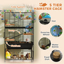PawHut Hamster Cage, Gerbil Cage On Wheels With Storage Shelf