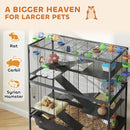 PawHut Hamster Cage, Gerbil Cage On Wheels With Storage Shelf
