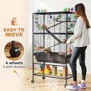 PawHut Hamster Cage, Gerbil Cage On Wheels With Storage Shelf